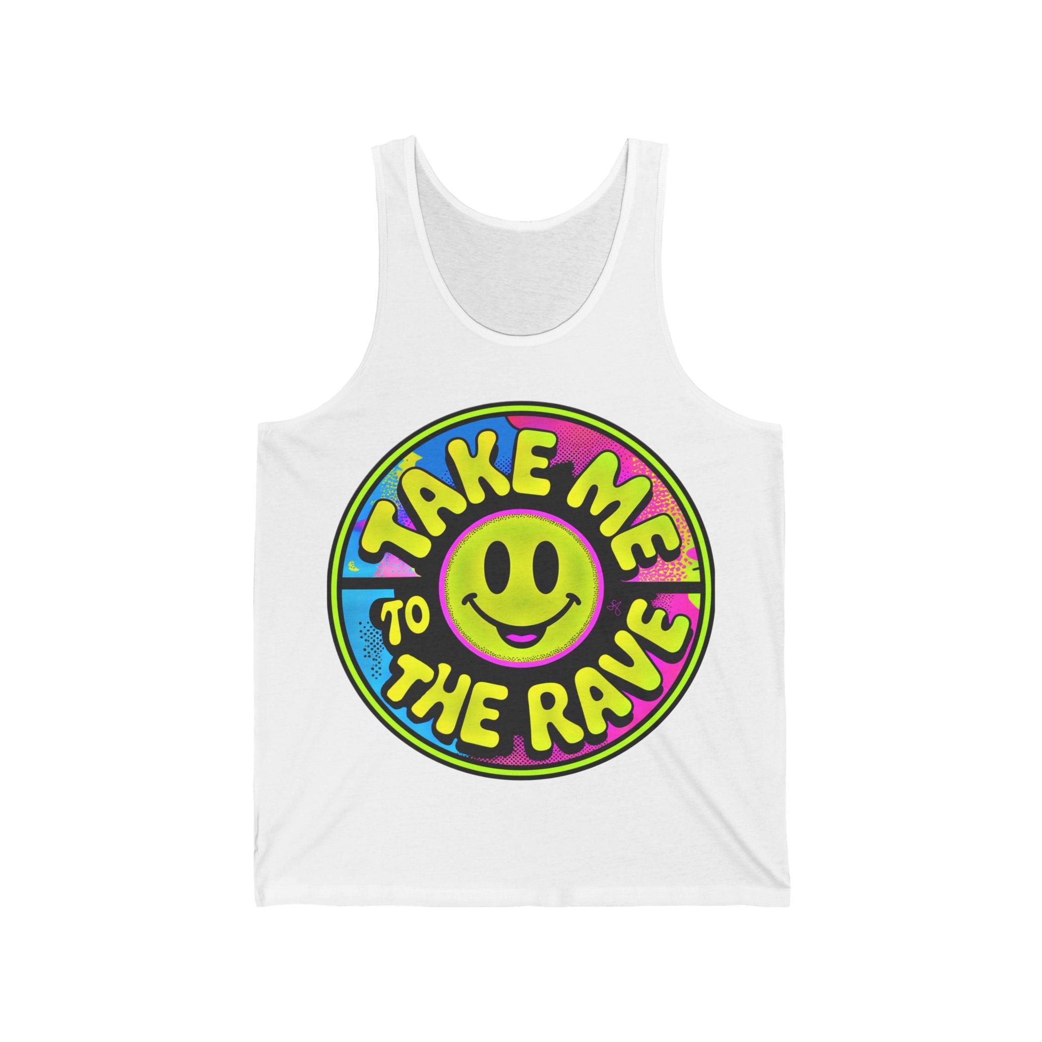 The Rave Vest – "Take Me to the Rave" Neon Smiley Festival vest top