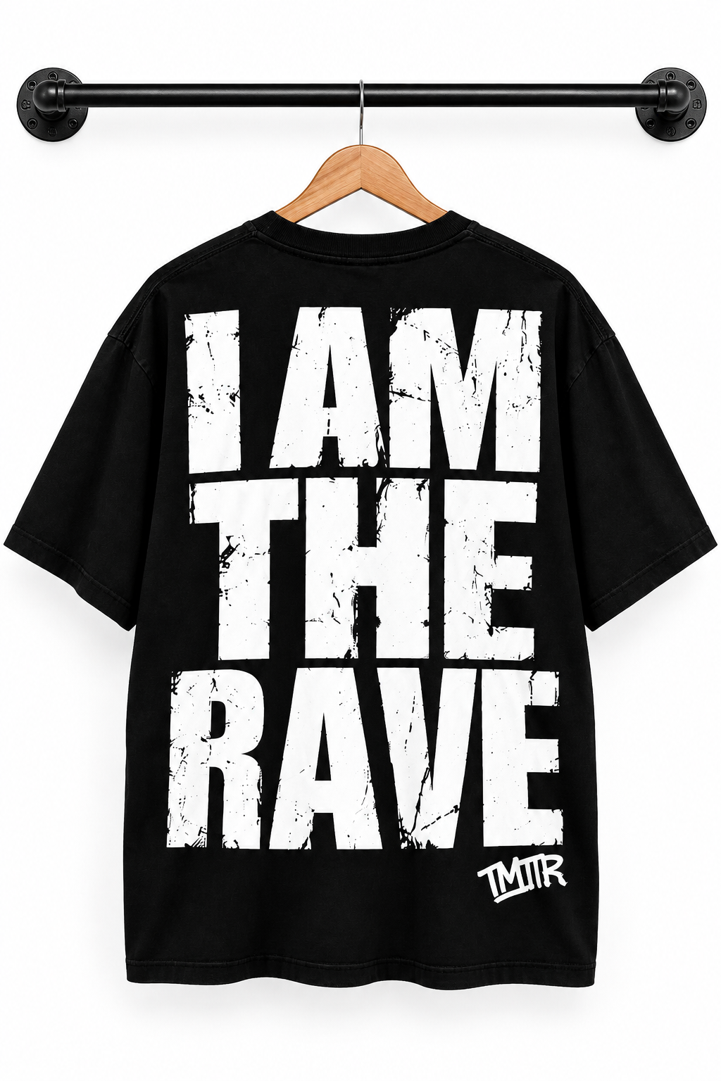 I AM THE RAVE Oversized LOGO Rave T-Shirt | Festival & Rave Streetwear Black & white