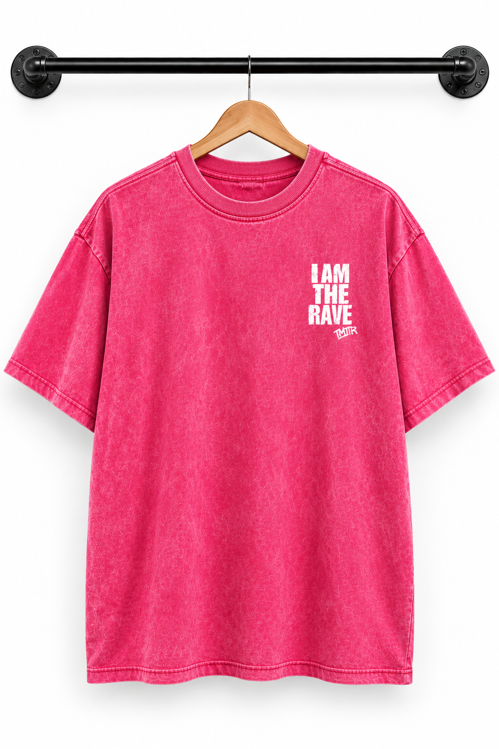 I AM THE RAVE Oversized LOGO Rave T-Shirt | Festival & Rave Streetwear Pink and white