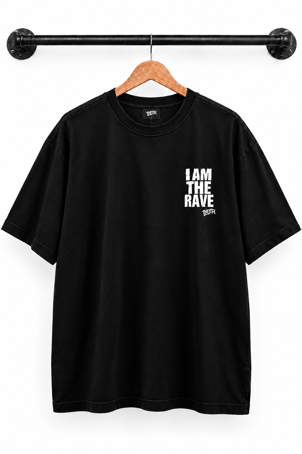 I AM THE RAVE Oversized LOGO Rave T-Shirt | Festival & Rave Streetwear Black & white