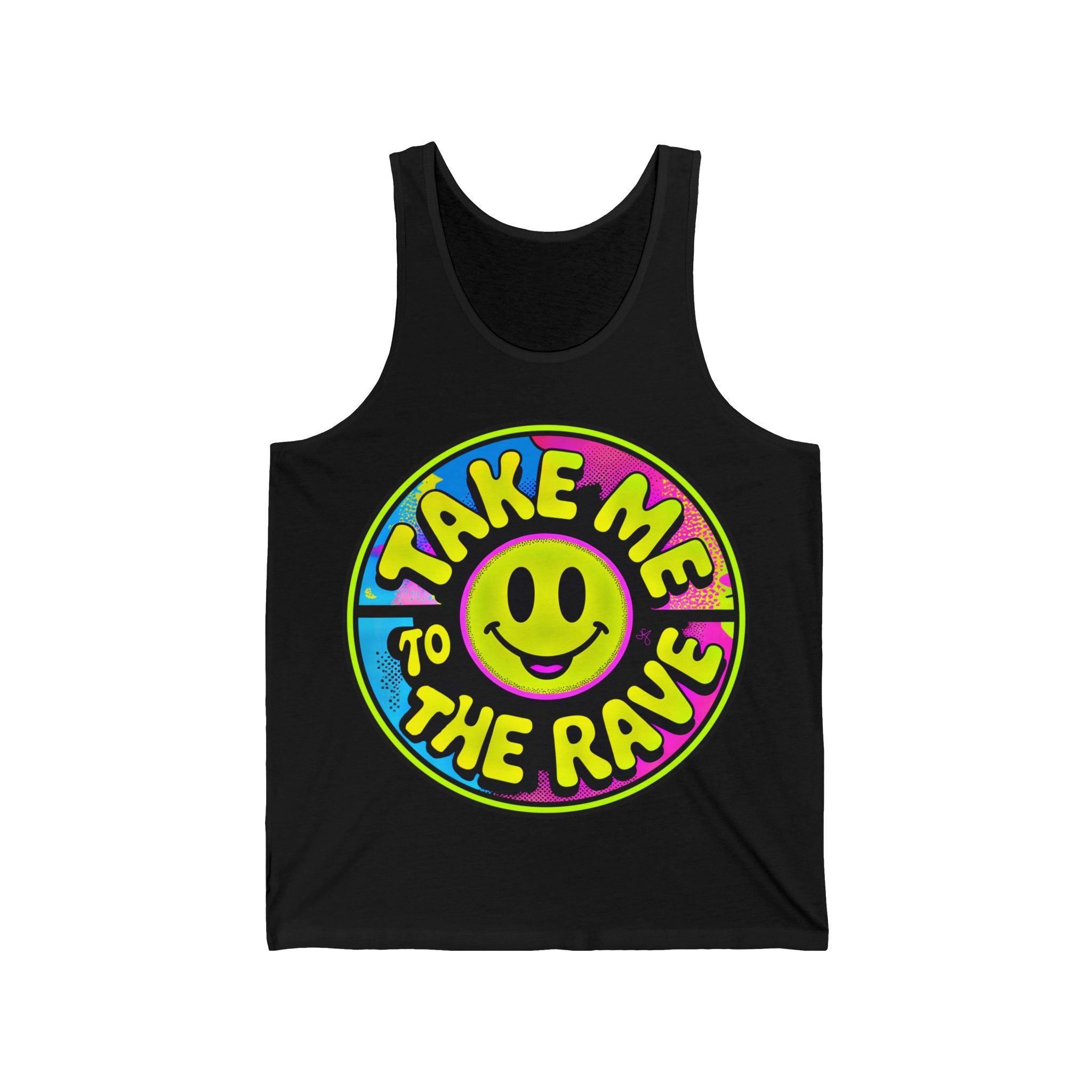 The Rave Vest – "Take Me to the Rave" Neon Smiley Festival vest top