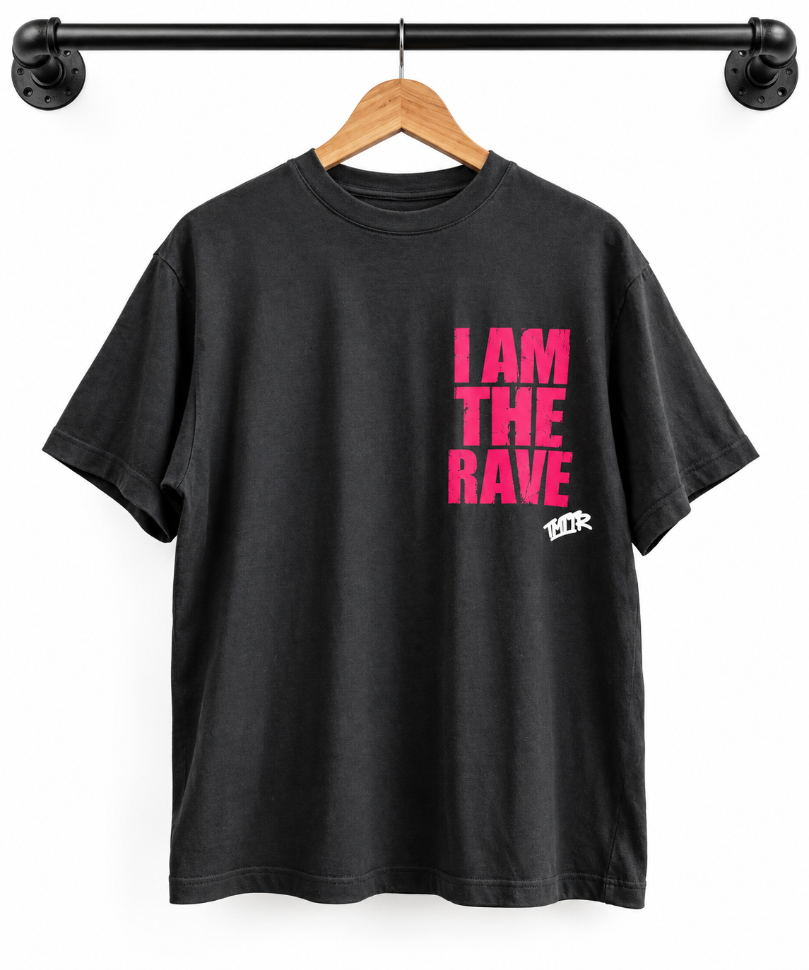 I AM THE RAVE Oversized LOGO Rave T-Shirt | Festival & Rave Streetwear BLACK & PINK