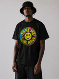 90s Rave Inspired Graphic T Shirt Black - Take Me To The Rave (OVERSIZED FRONT LOGO)