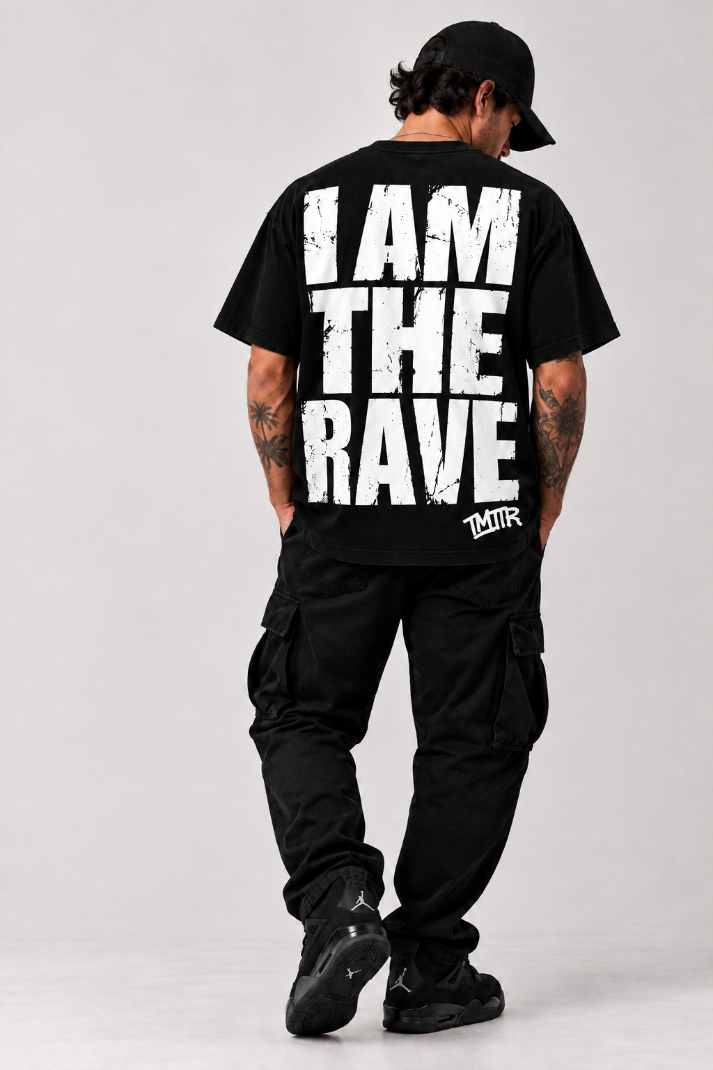 I AM THE RAVE Oversized LOGO Rave T-Shirt | Festival & Rave Streetwear Black & white