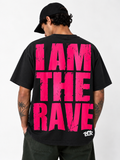 I AM THE RAVE Oversized LOGO Rave T-Shirt | Festival & Rave Streetwear BLACK & PINK