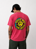 90s Rave Inspired Graphic T Shirt Pink - Take Me To The Rave (OVERSIZED BACK LOGO)