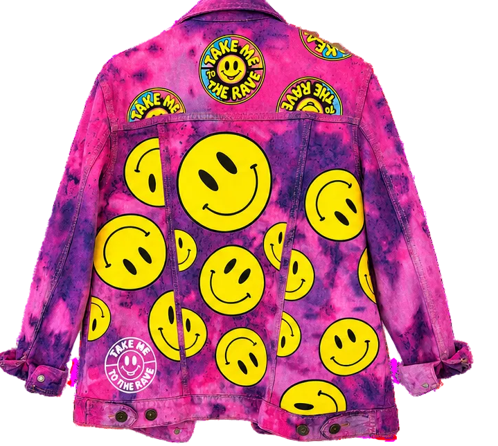 “The Rave Seeker” Tie dye festival jacket - Take me to the rave “ size 10-12